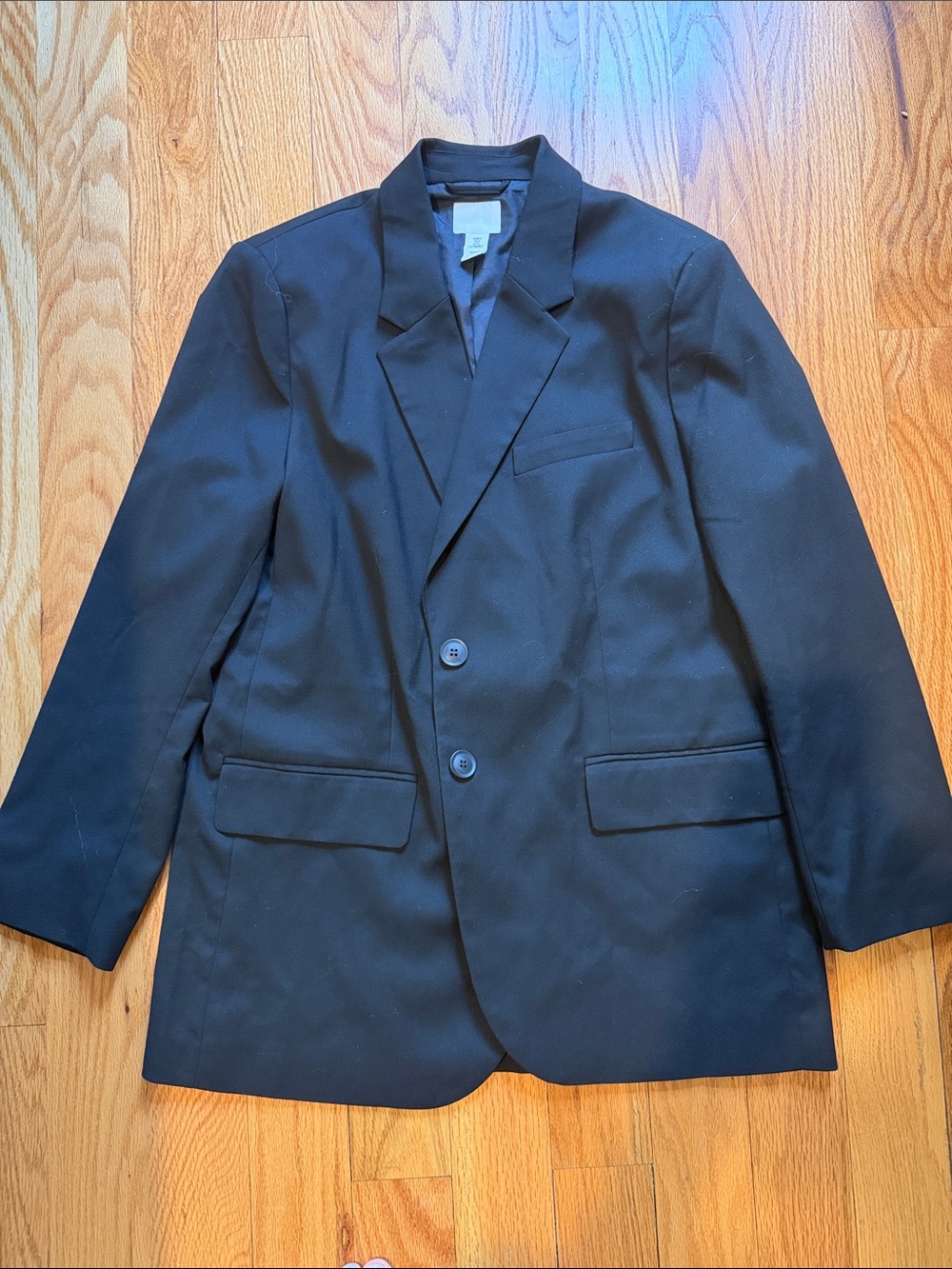 H&M Black Button Down Blazer with Shoulder Pads